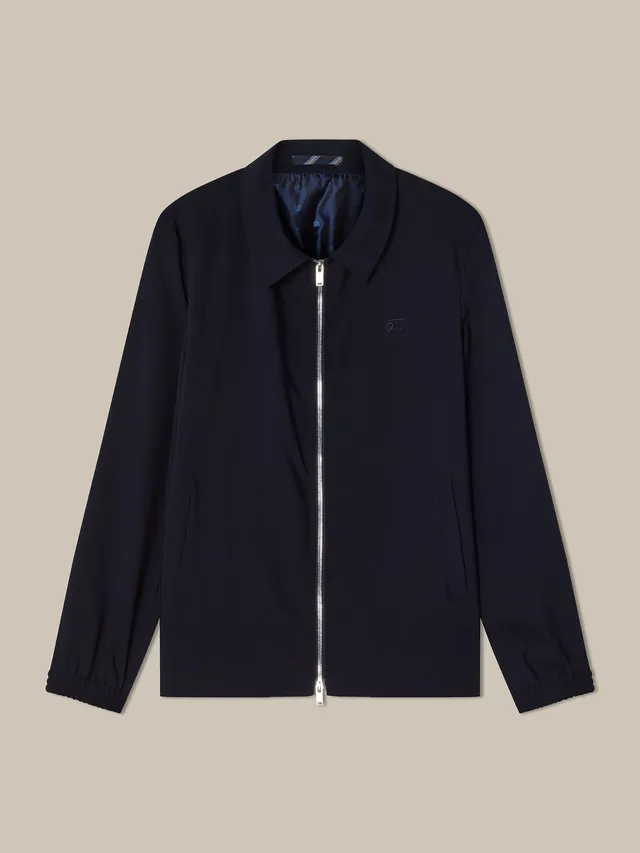 Robert Talbott Stewart giacca lana tecnica blu navy