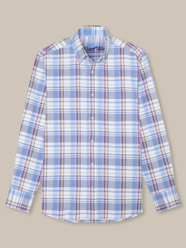 Robert Talbott Harrison Button Down Camicia Cotone Blu Multi