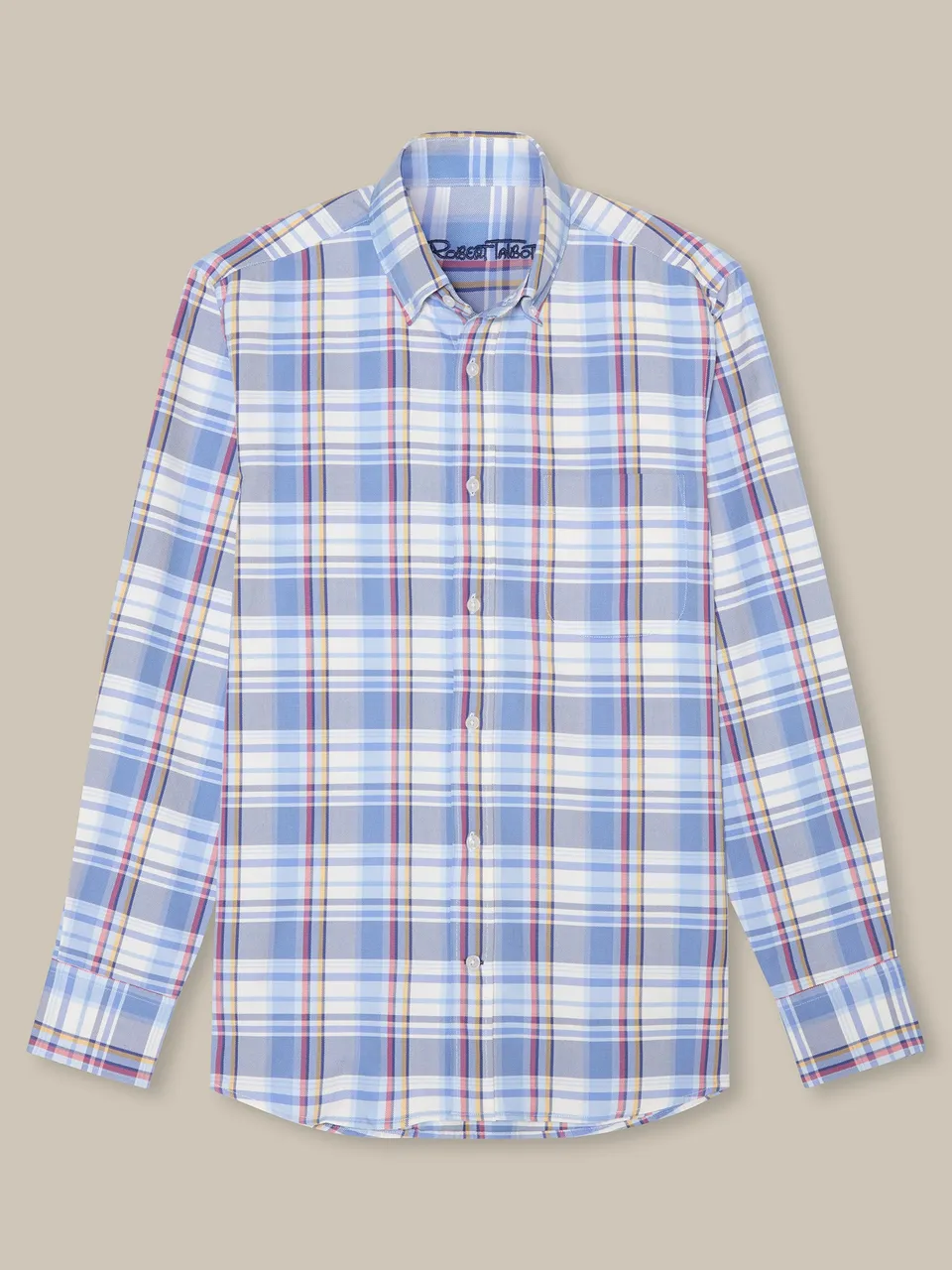 Robert Talbott Harrison Button Down Camicia Cotone Blu Multi