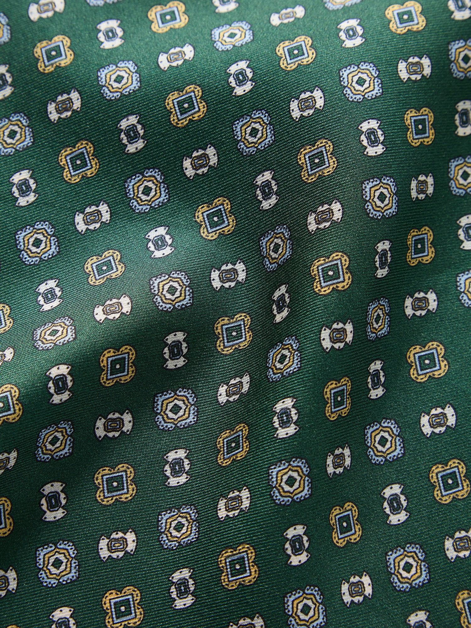 Robert Talbott Collins Medallion fazzoletto taschino seta verde multi