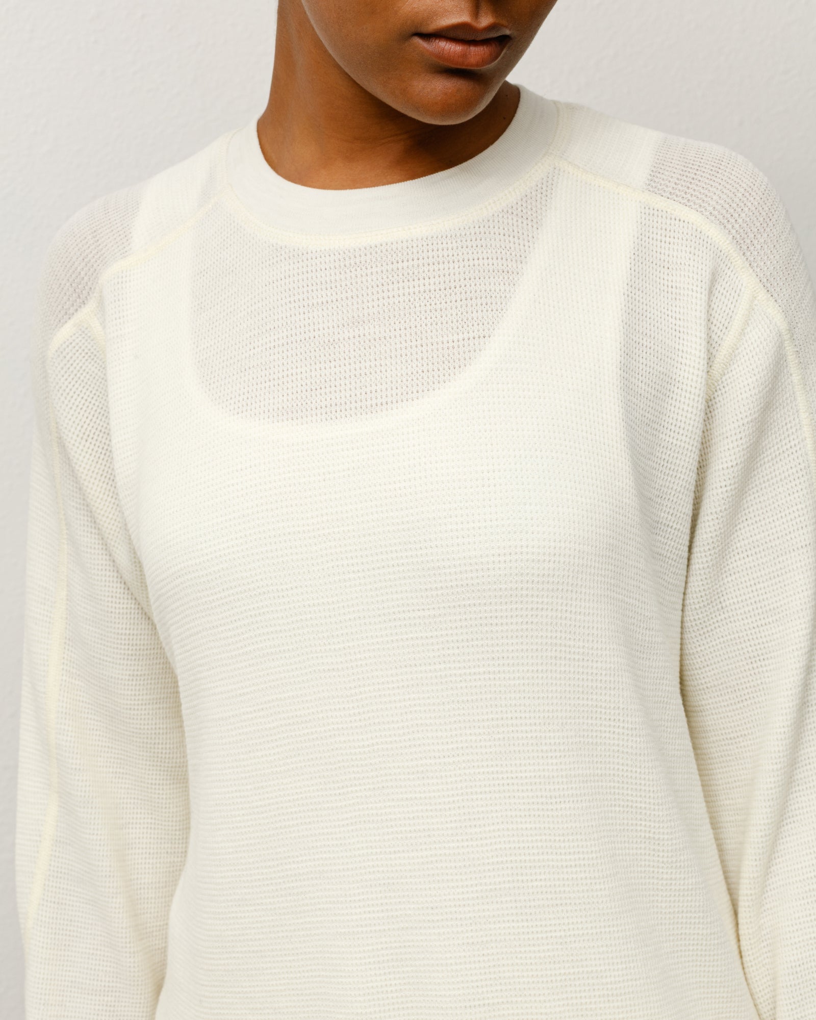 Stussy Wool Thermal maglia ecru lana
