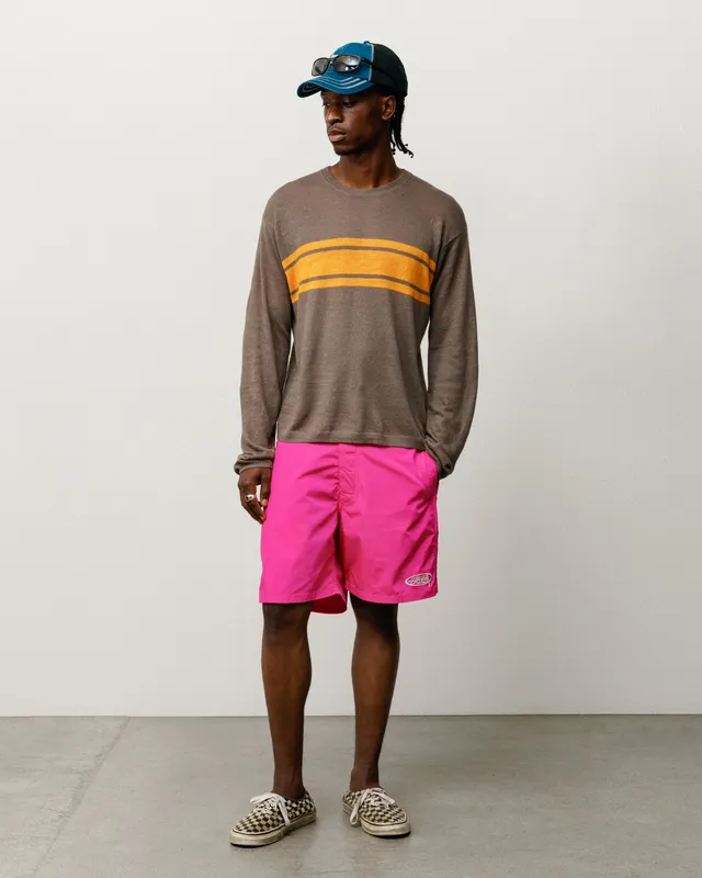 Stussy Maglione Leggero a Righe brown in lino cotone