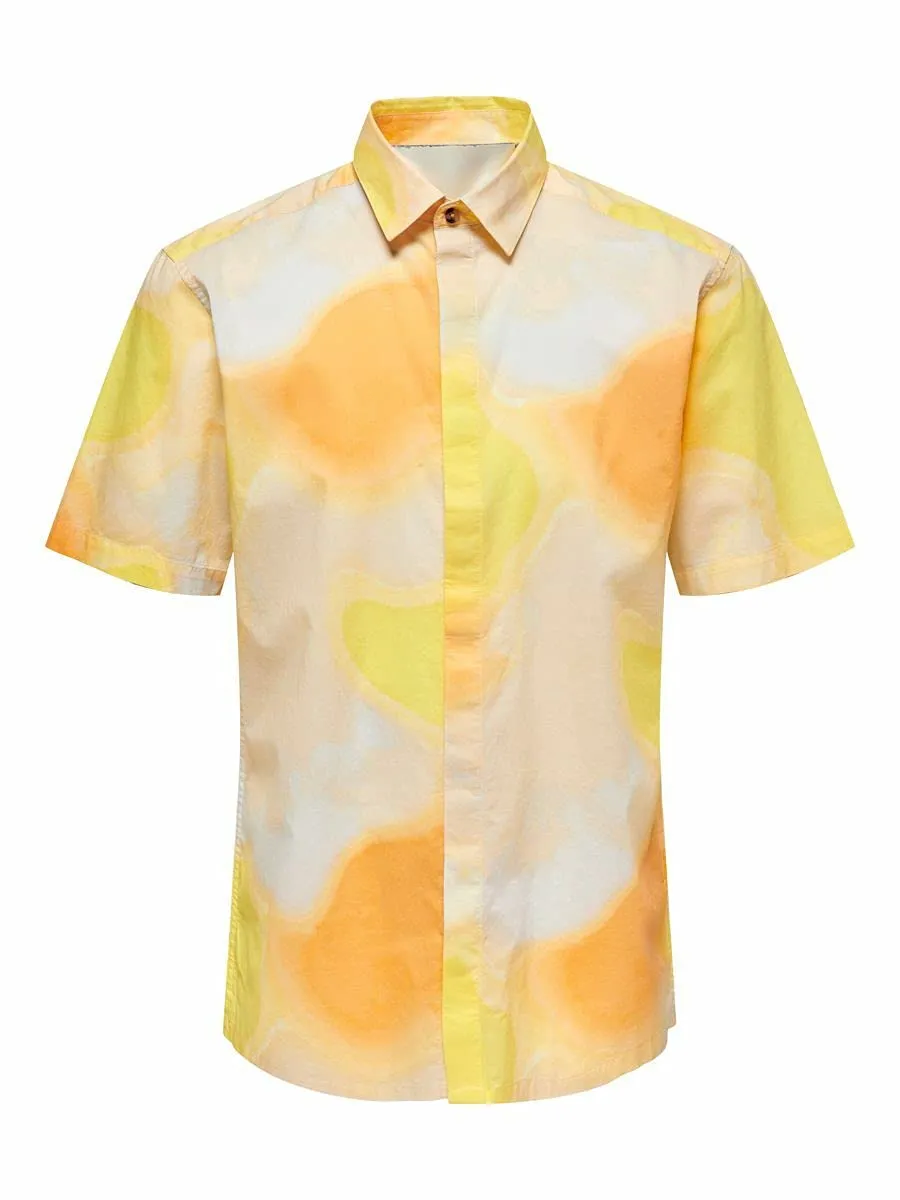 ONLY & SONS Camicia Uomo Stampa Papaya M Maniche Corte