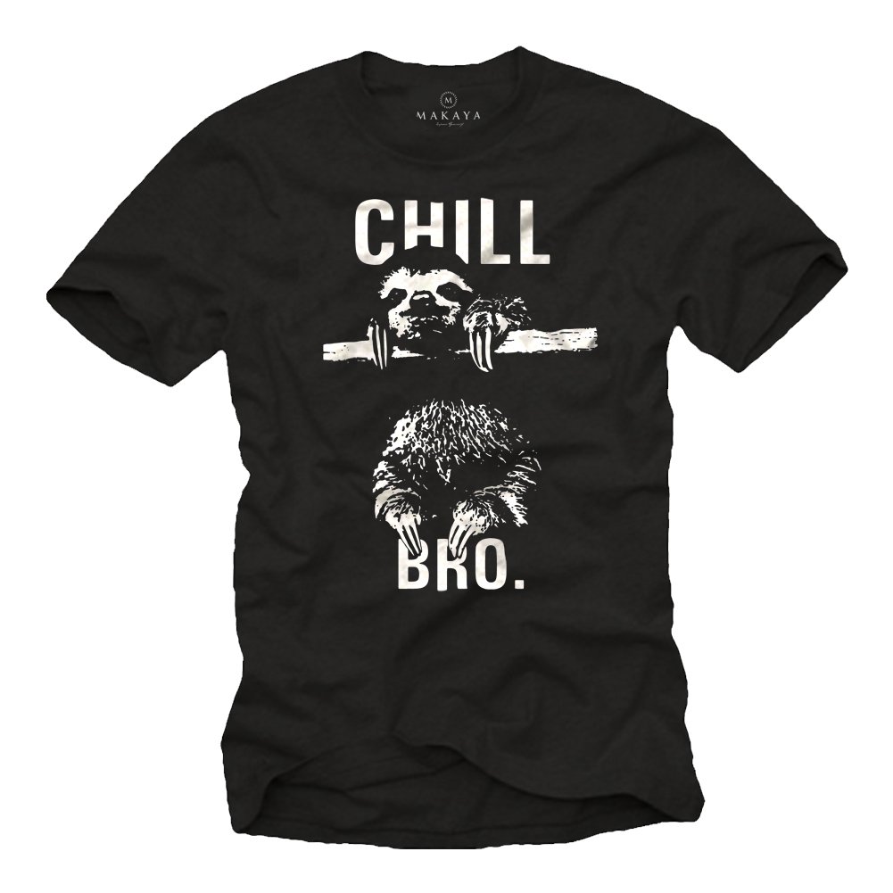 MAKAYA Chill Bro maglietta uomo bradipo cotone