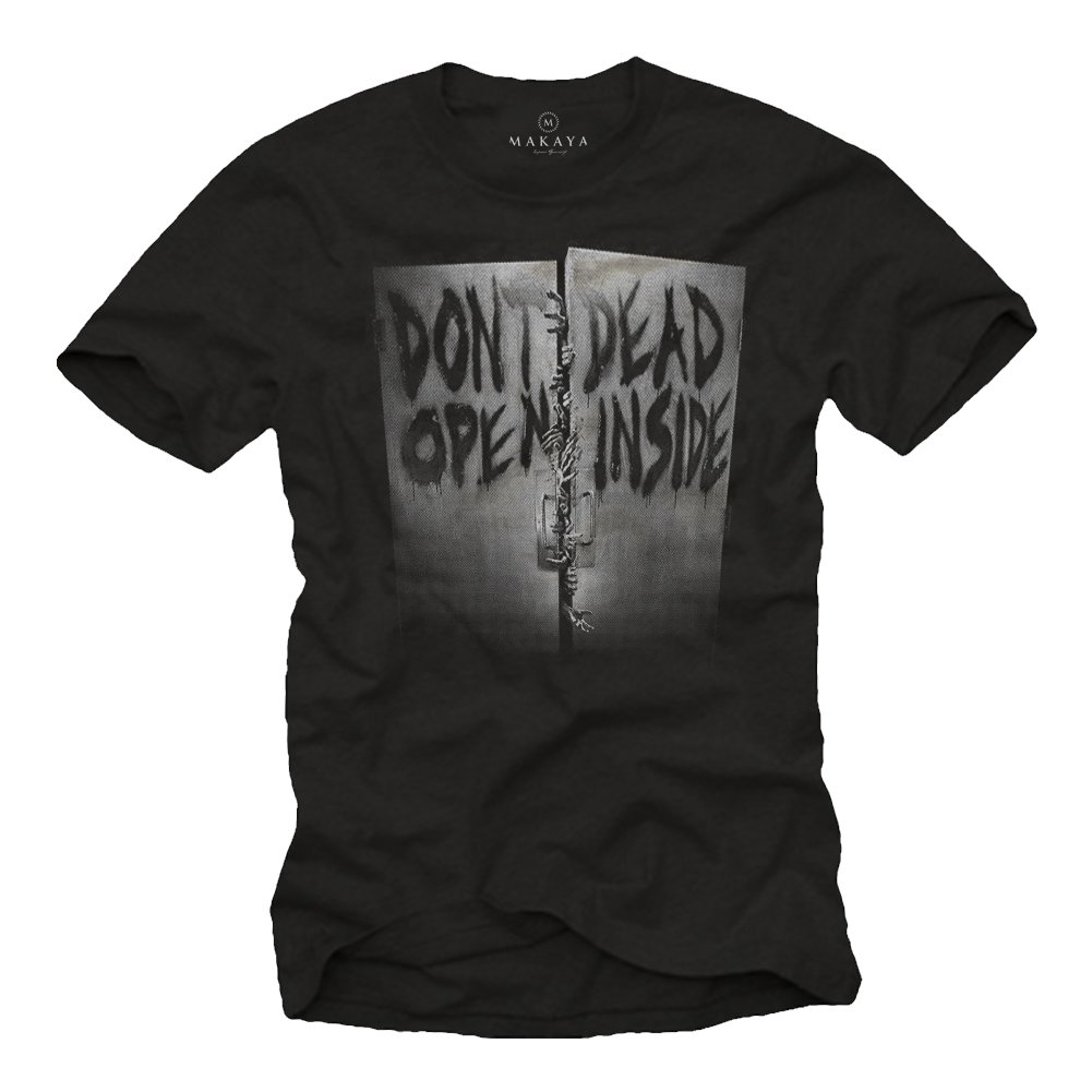 MAKAYA Dead Inside T-Shirt Uomo S Cotone Nera
