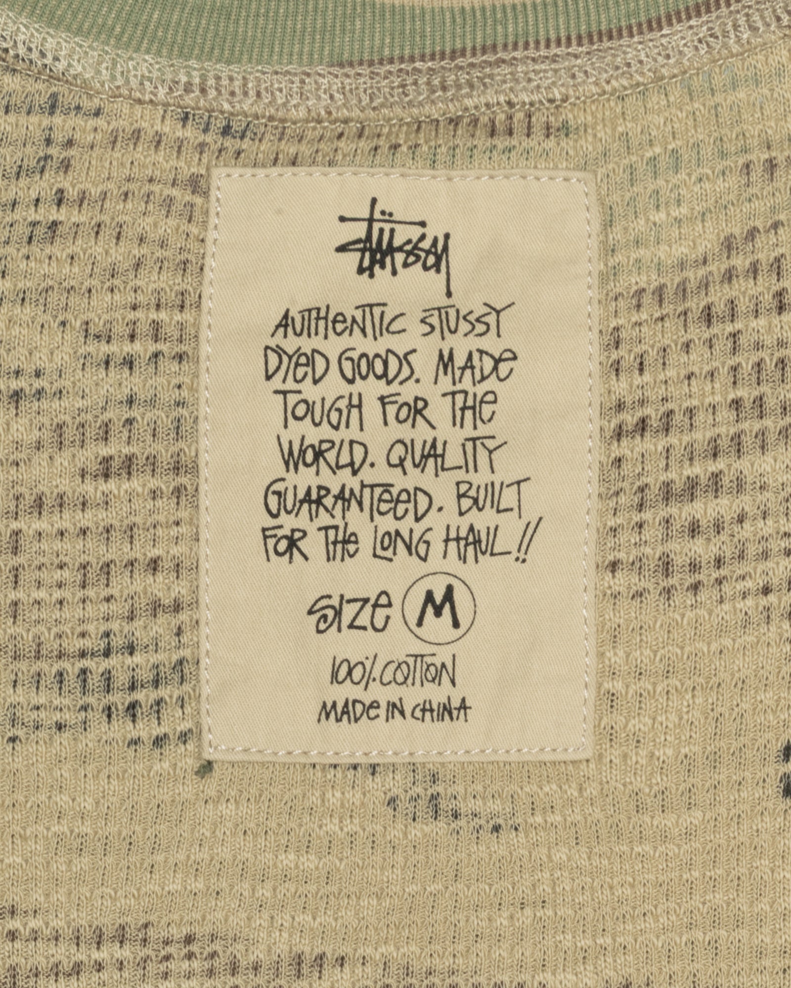 Stussy Pigment Dyed SS Thermal maglia Camo waffle cotone