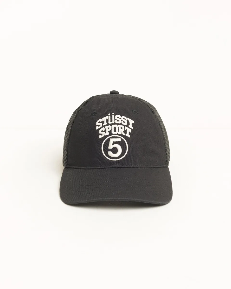 Stussy Sport 5 Trucker cappello rete Black