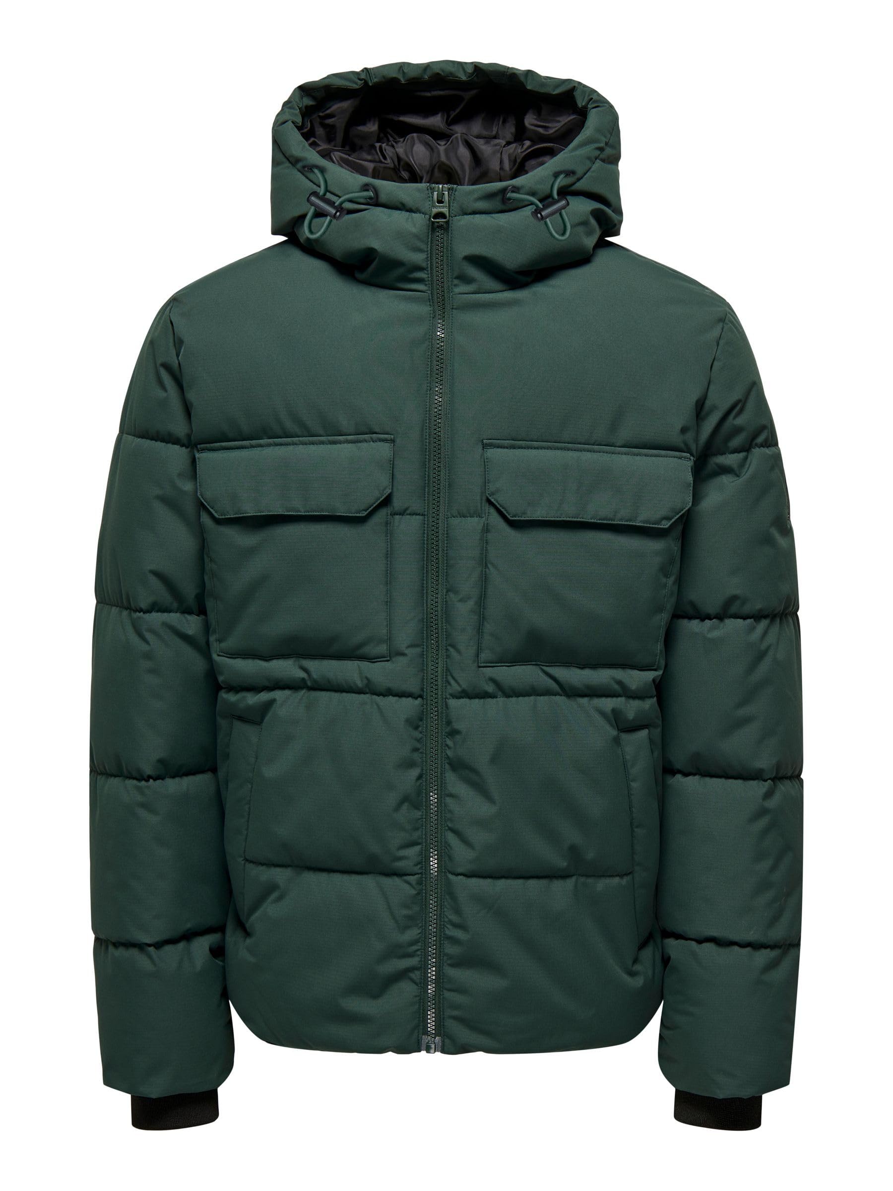 Only & Sons Onselijah Giacca Uomo Nera Imbottita Cappuccio