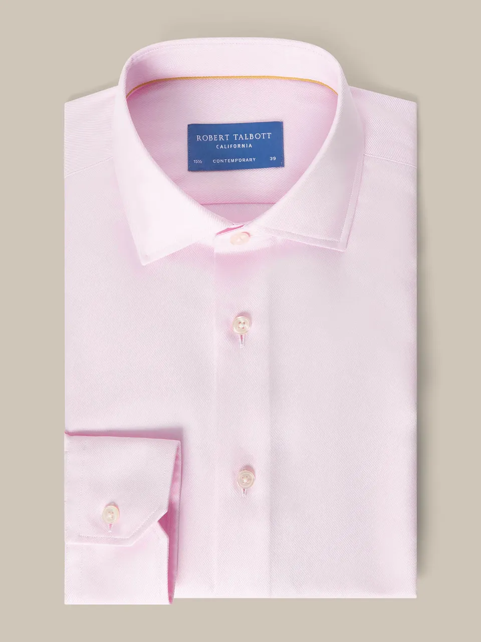 Robert Talbott Reynolds camicia twill rosa cotone