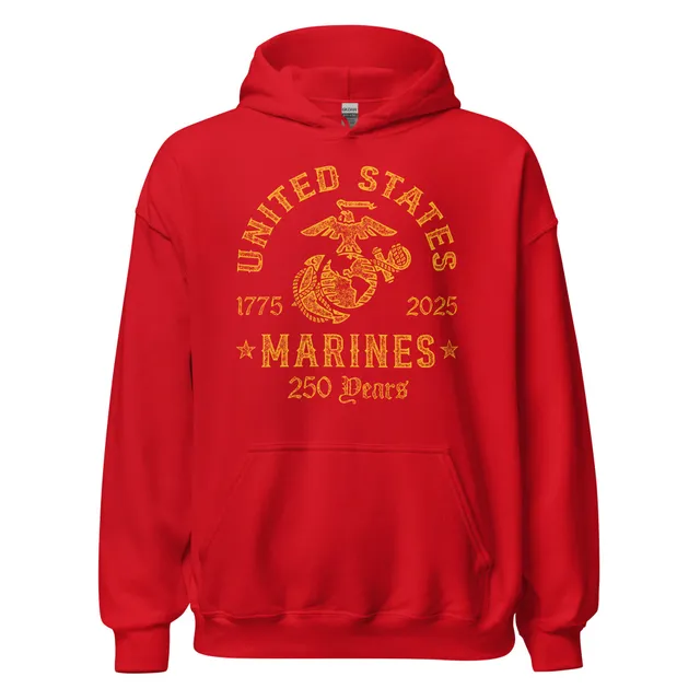 7.62 Design USMC 250th Felpa uomo rossa cotone cappuccio