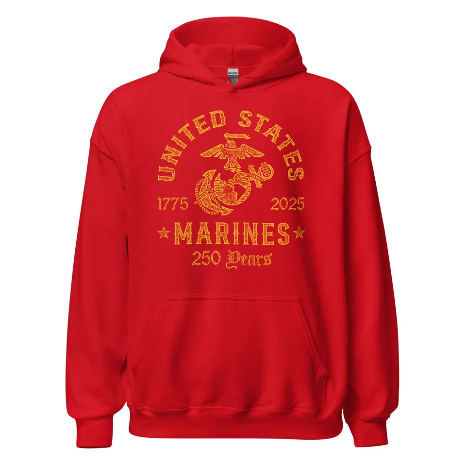 7.62 Design USMC 250th Felpa uomo rossa cotone cappuccio