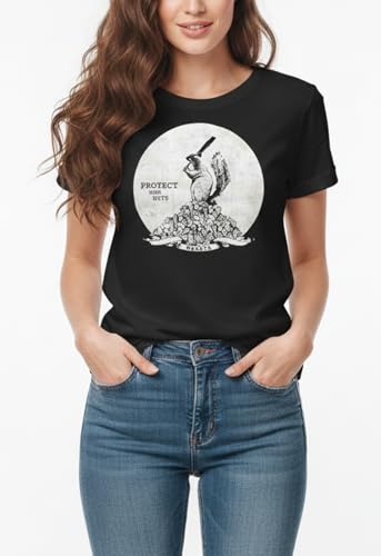 MAKAYA Protect Your Nuts T-Shirt Donna Cotone Stampa Divertente L