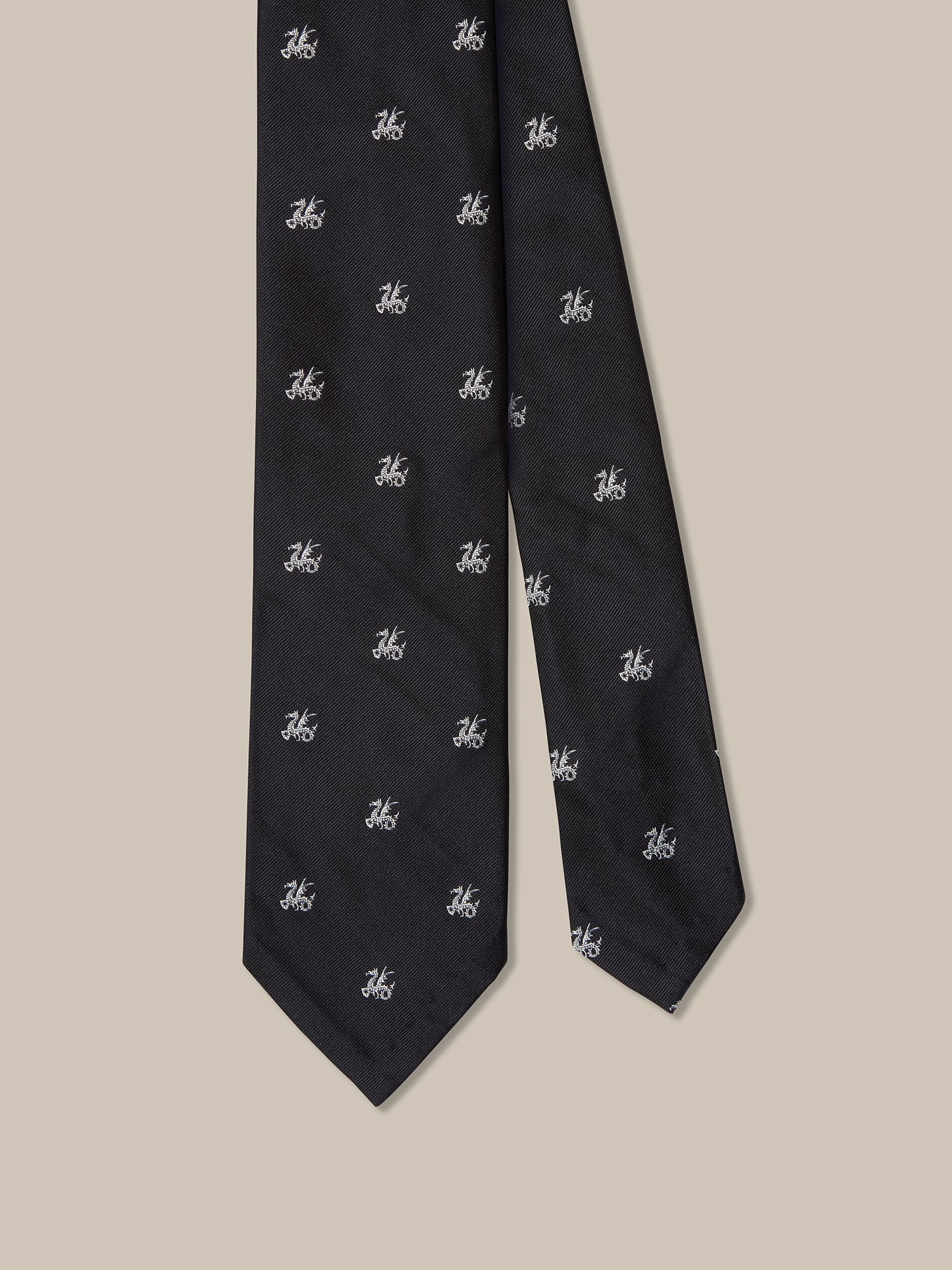 Robert Talbott Newman 7 Fold Dragon cravatta seta navy