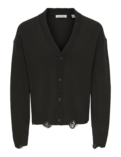 Only & Sons Onstune Cardigan Uomo Nero Crop con Bottoni