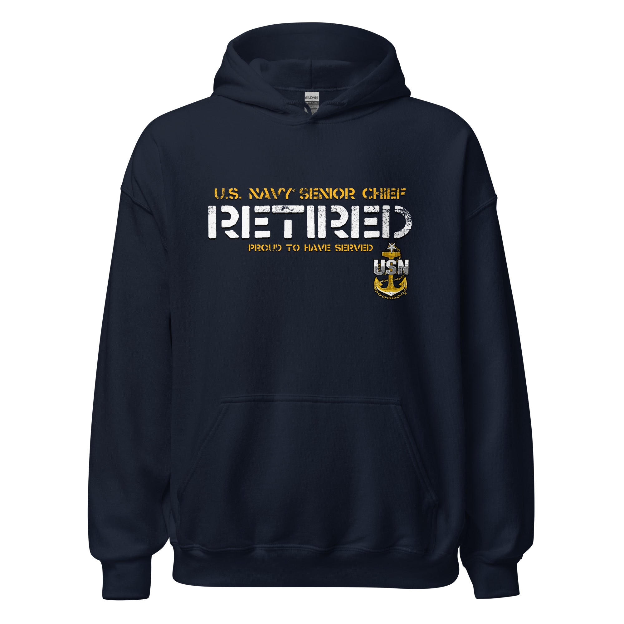 7.62 Design Navy Retired Senior Chief felpa cappuccio blu cotone