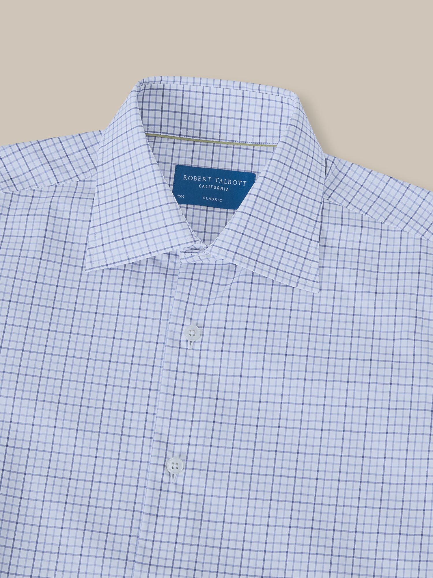 Robert Talbott Dress Shirts Madison Check camicia poplin azzurra