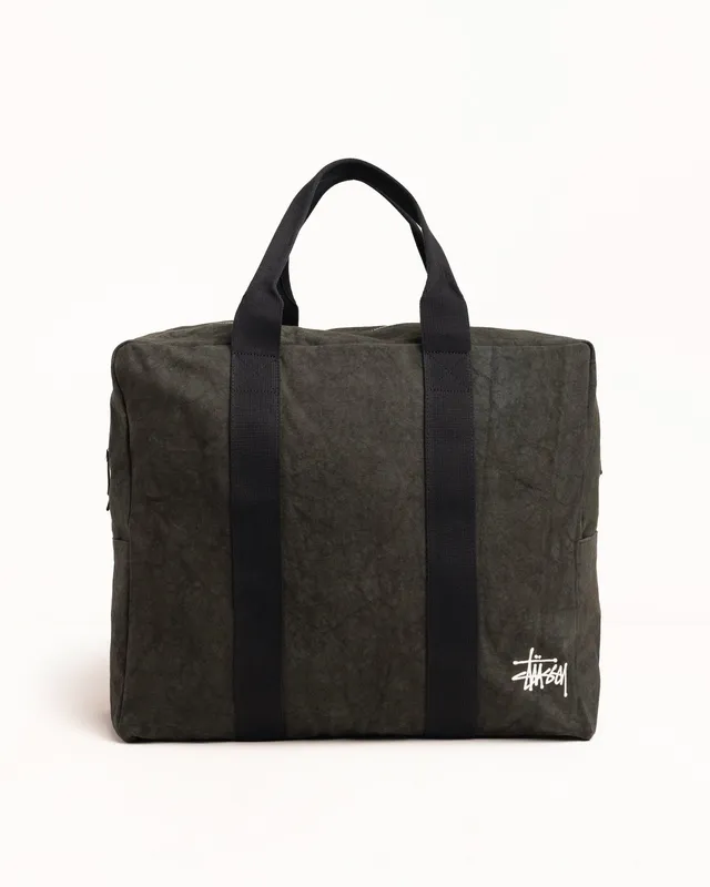 Stussy Canvas Flight borsa washed black cotone