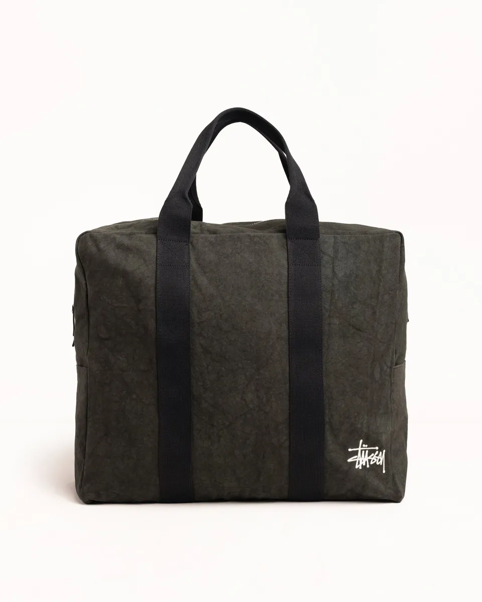 Stussy Canvas Flight borsa washed black cotone