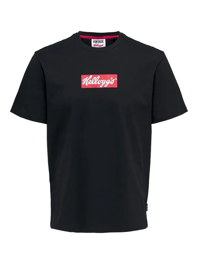 ONLY & SONS Onskelloggs Reg SS Logo Tee t-shirt taglia L nera