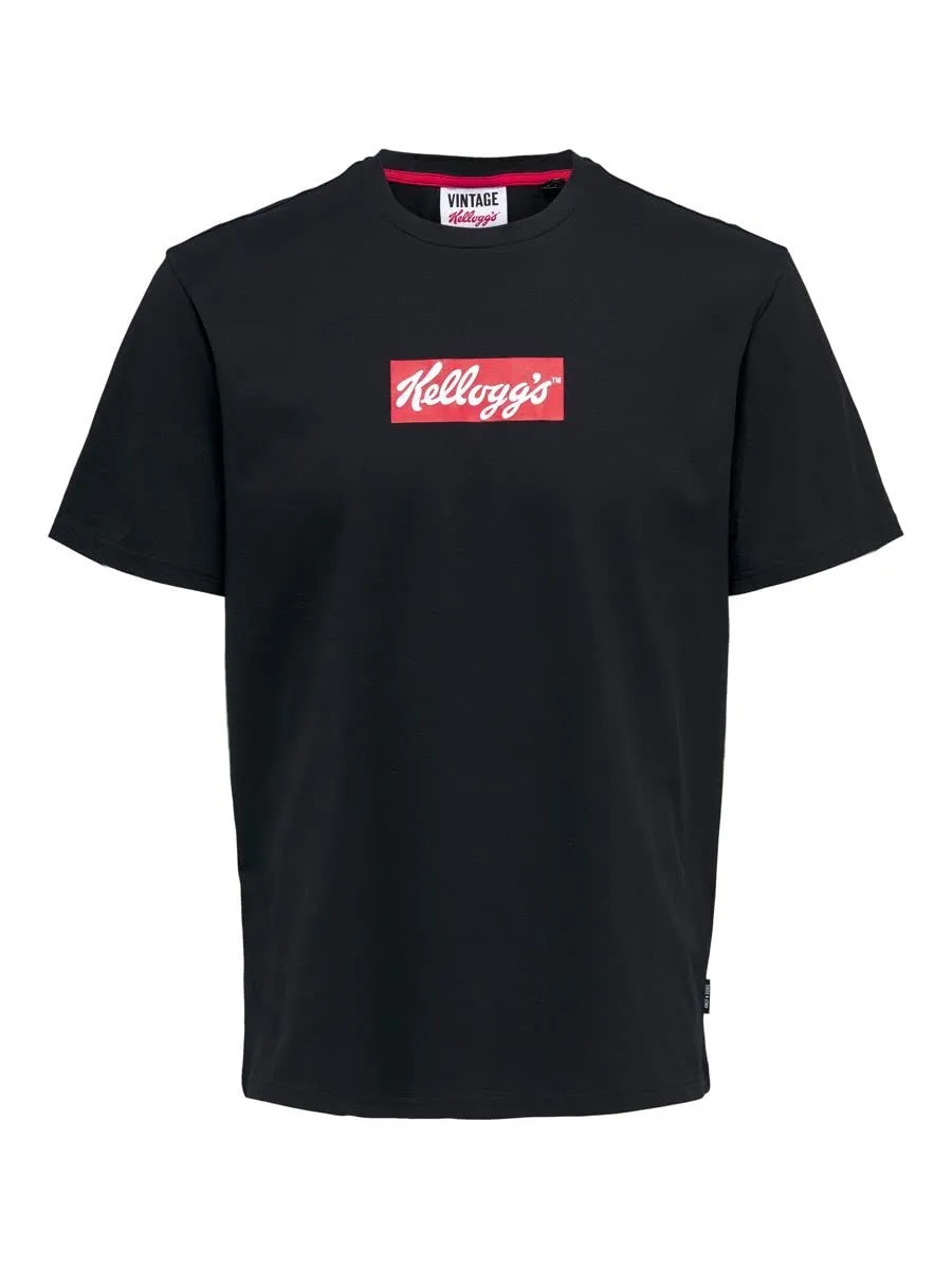ONLY & SONS Onskelloggs Reg SS Logo Tee t-shirt taglia L nera