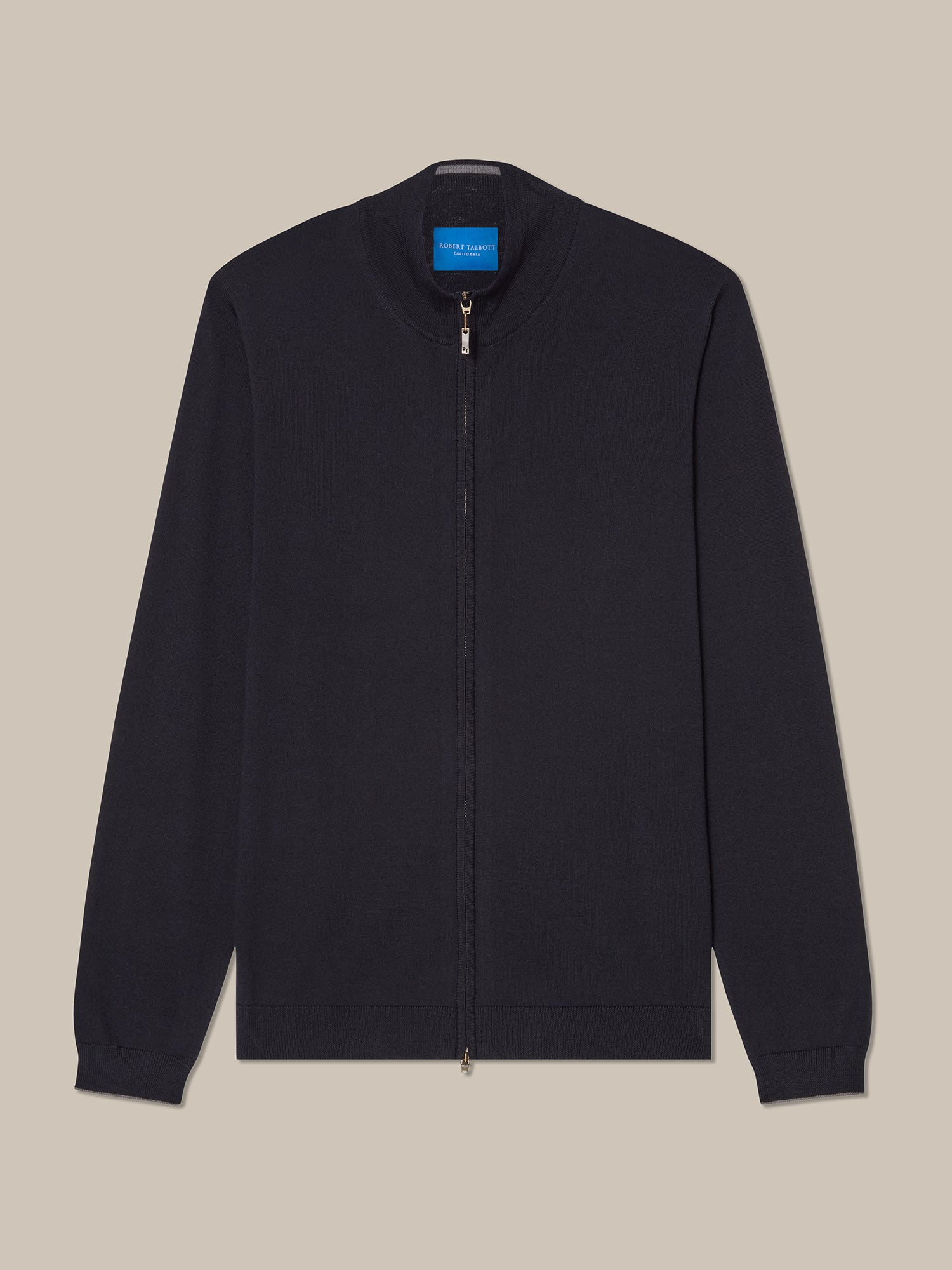 Robert Talbott Dalton maglione full zip merino navy
