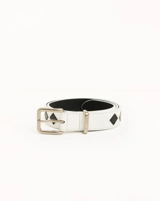 Stussy Argyle Leather Belt cintura pelle bone argyle