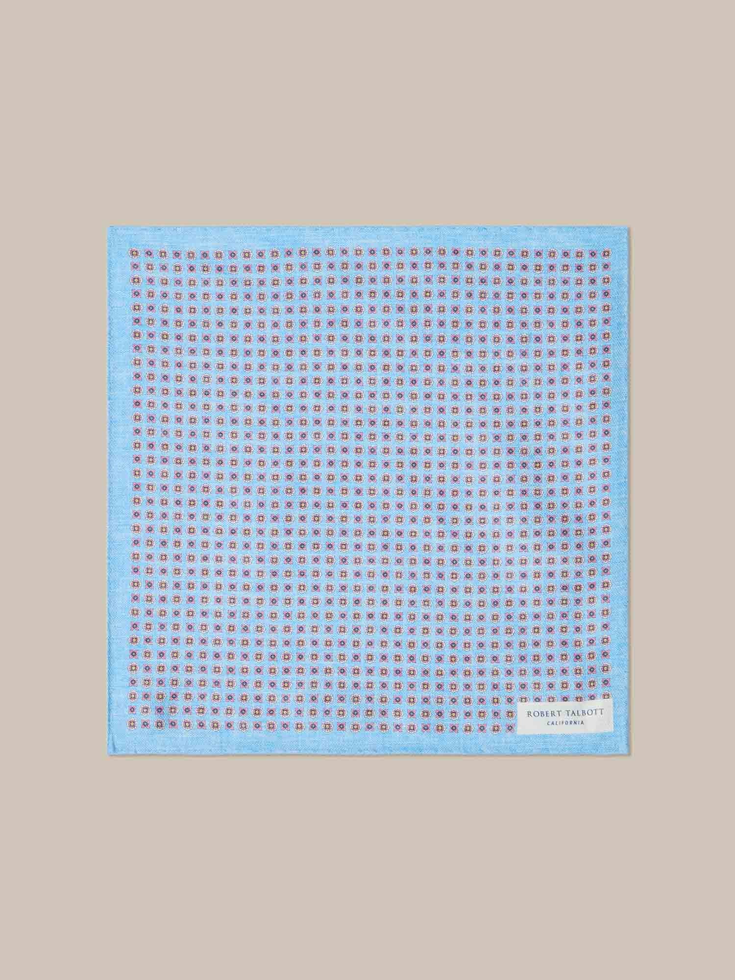 Robert Talbott Pocket Squares Colton Reversible pochette seta blu