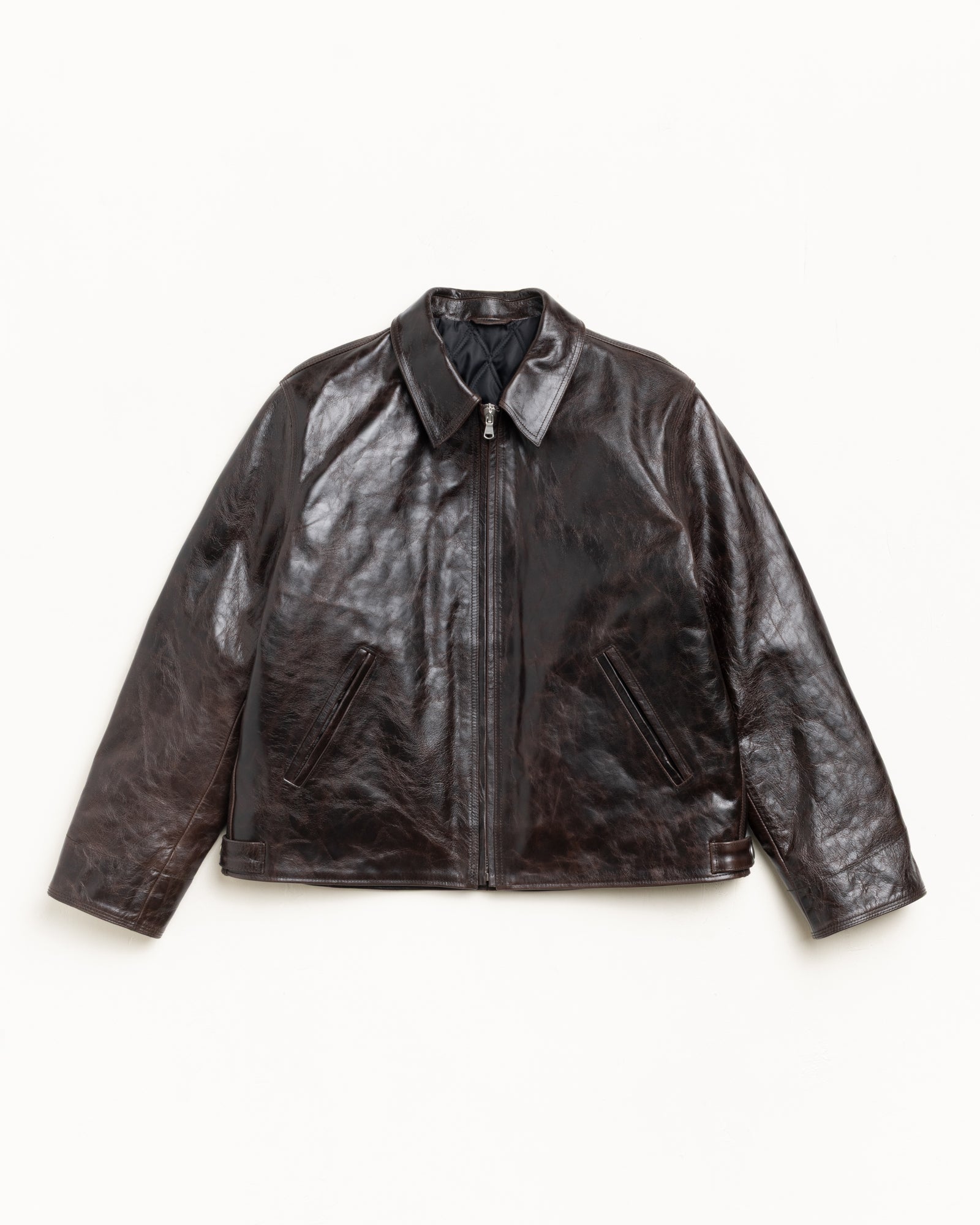 Stussy Garage Jacket Leather Giacca Pelle Marrone Boxy Fit