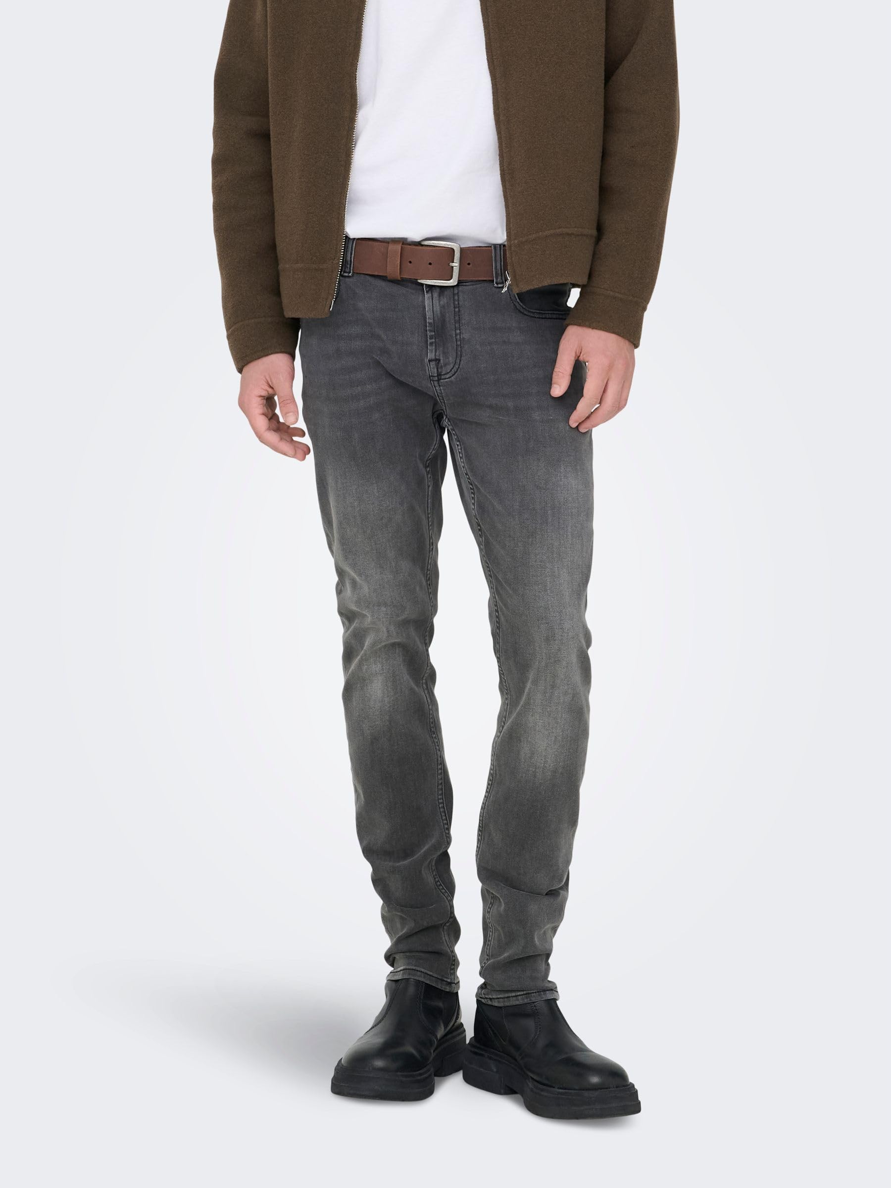 Only & Sons Onswarp Grey DCC 2051 Jeans Skinny Uomo 28 Grigio