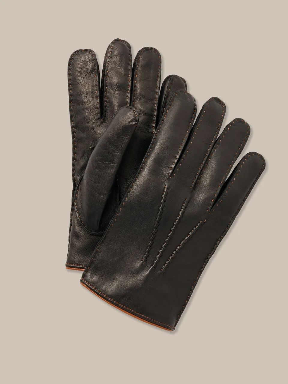 Robert Talbott Conner guanti pelle nappa neri cashmere