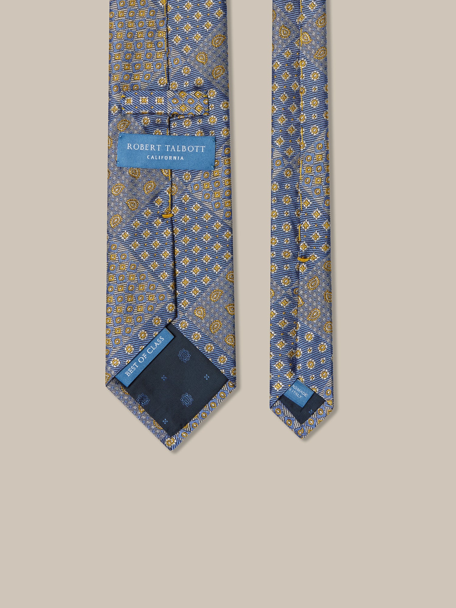 Robert Talbott Patchwork cravatta seta blu multi REG