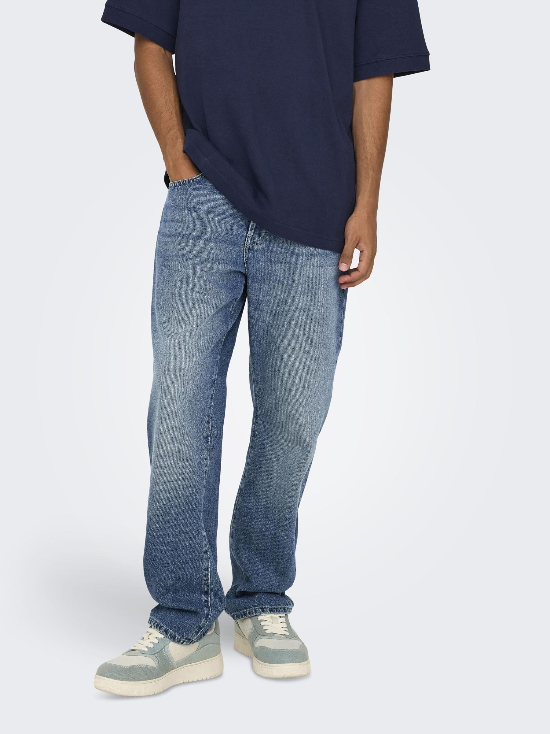 ONLY & SONS Onsedge Straight Box Tai Jeans Uomo Blu 30W/32L