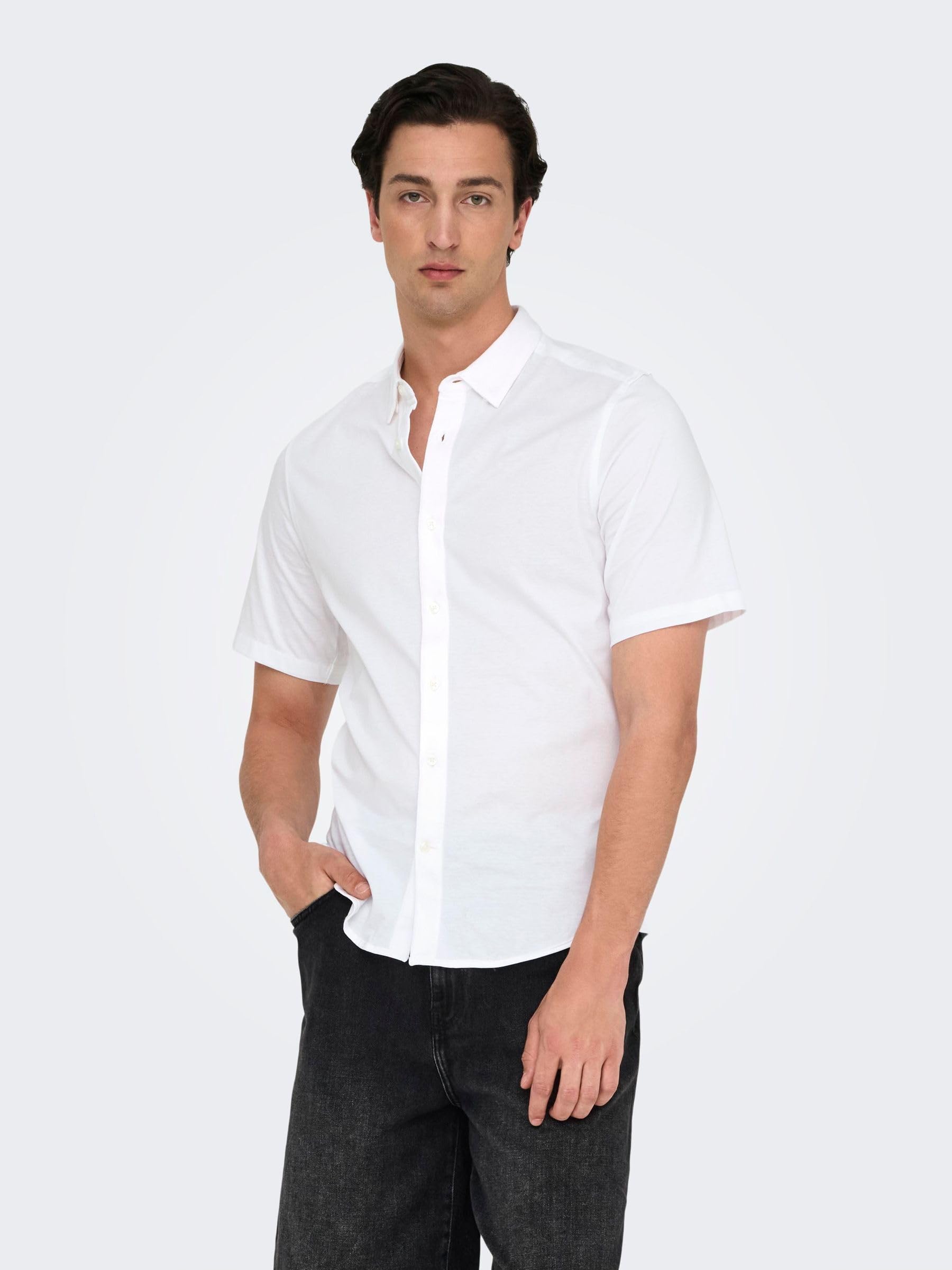 Only & Sons Onsrobin S camicia maniche corte bianca