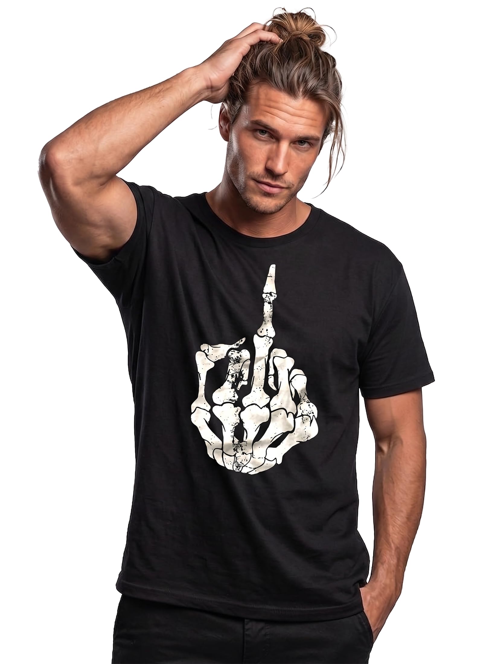 MAKAYA Hard Rock T-Shirt Uomo Nera Teschio M 185 g/m²