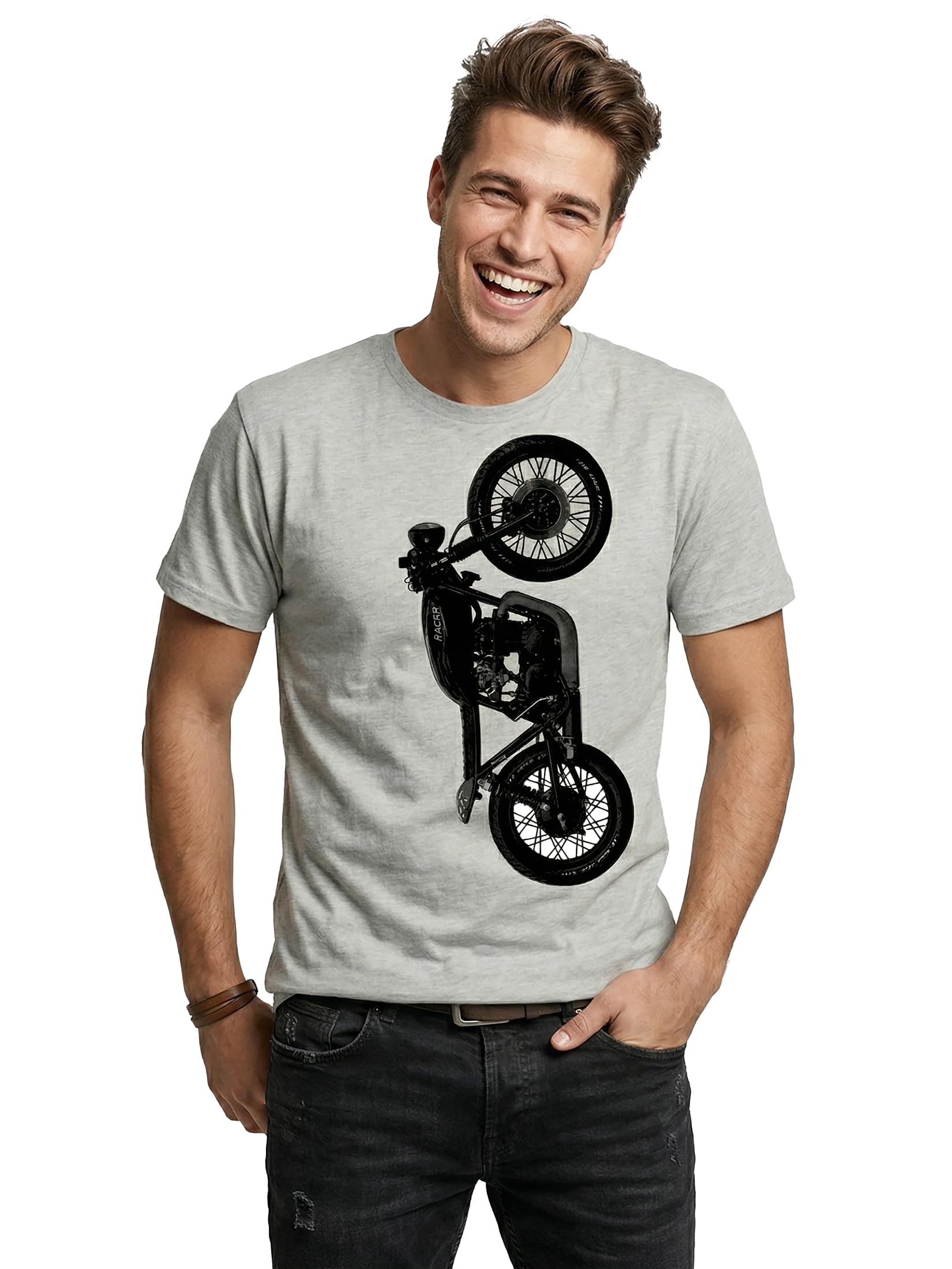 MAKAYA CB 500 T-Shirt Uomo Grigia Cotone Vintage
