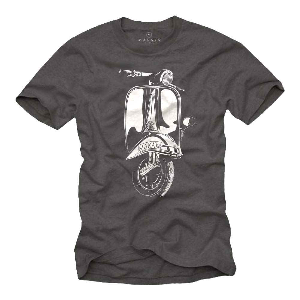 MAKAYA T-Shirt Uomo Moto Maglietta Verde Cotone 100%