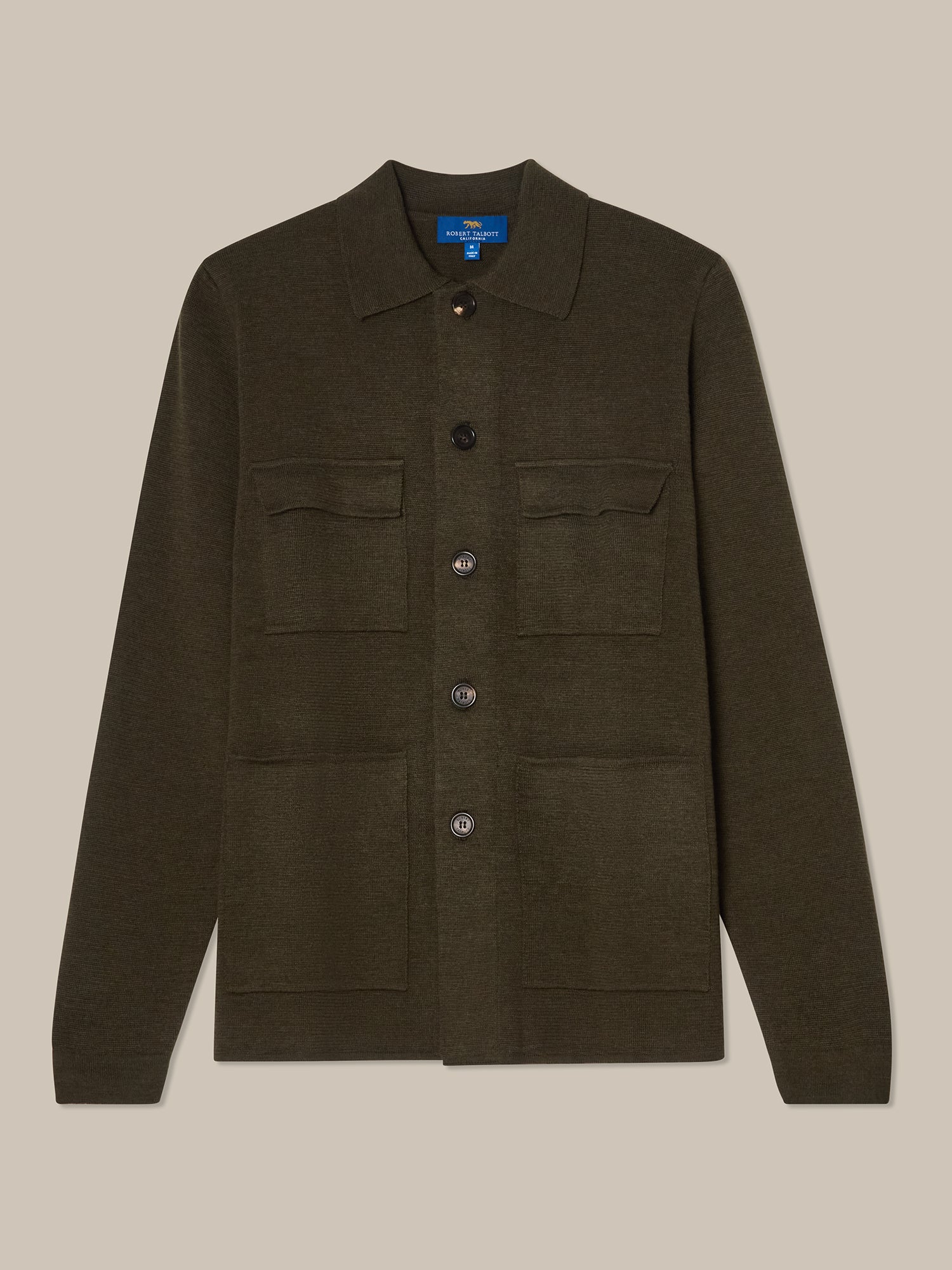 Robert Talbott Landon giacca maglia verde lana merino
