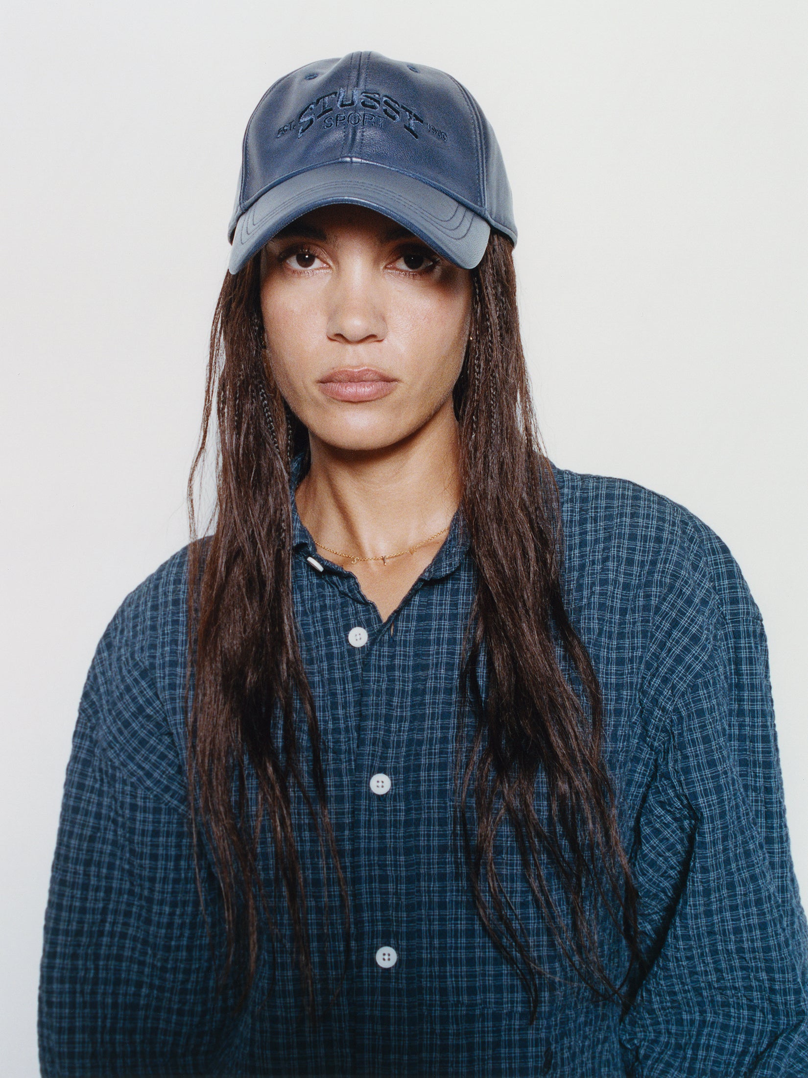 Stussy Headwear Sport Leather Cap berretto pelle Navy