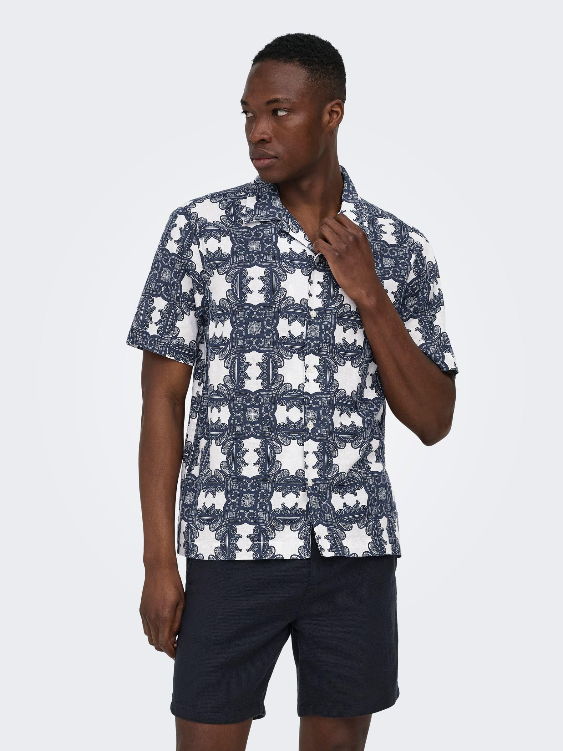 ONLY & SONS Onscaiden Lino Camicia Uomo Verde M