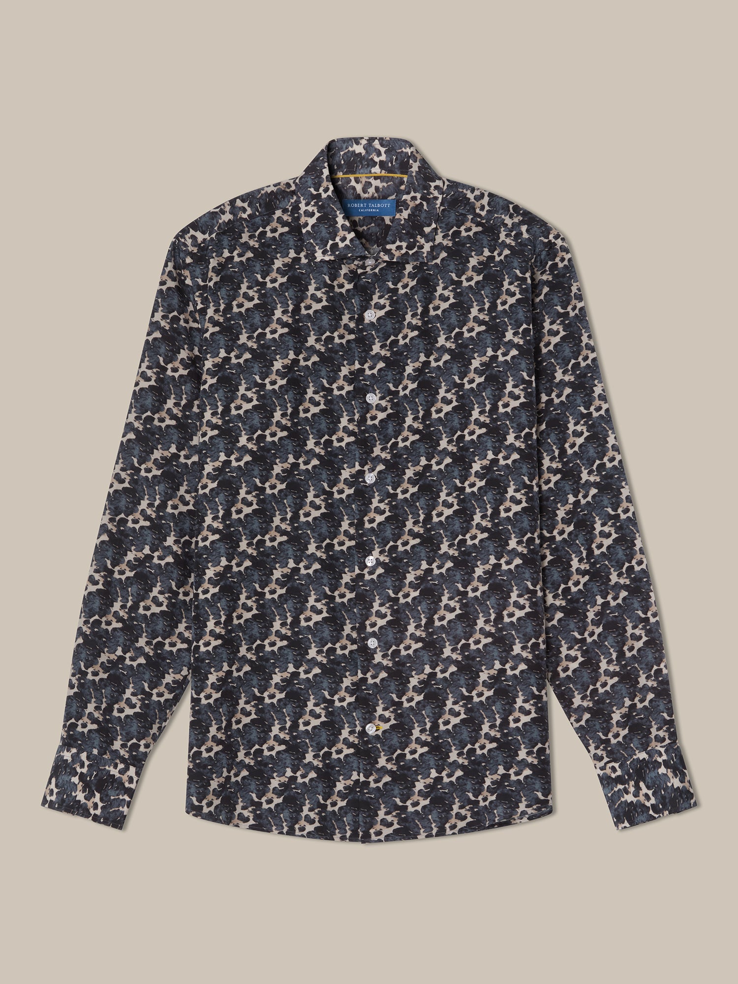 Robert Talbott Reynolds Camicia Seta Nero Fantasia Cow