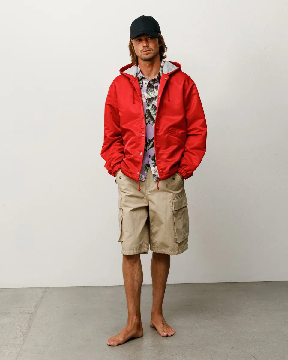 Stussy Hooded Coaches Jacket giacca nylon Red