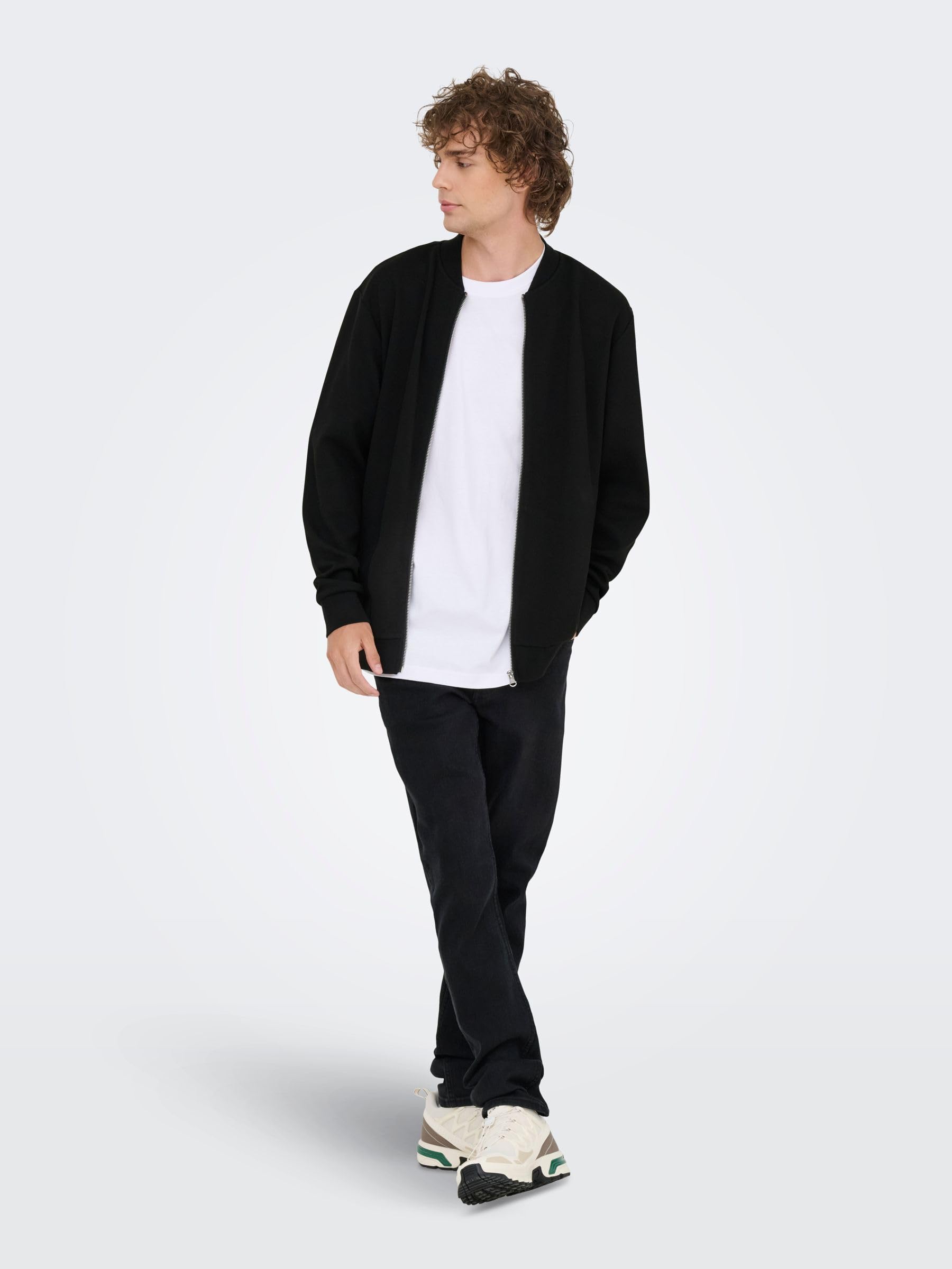 Only & Sons Onsnewkodyl Felpa Uomo Nero Full Zip Cappuccio