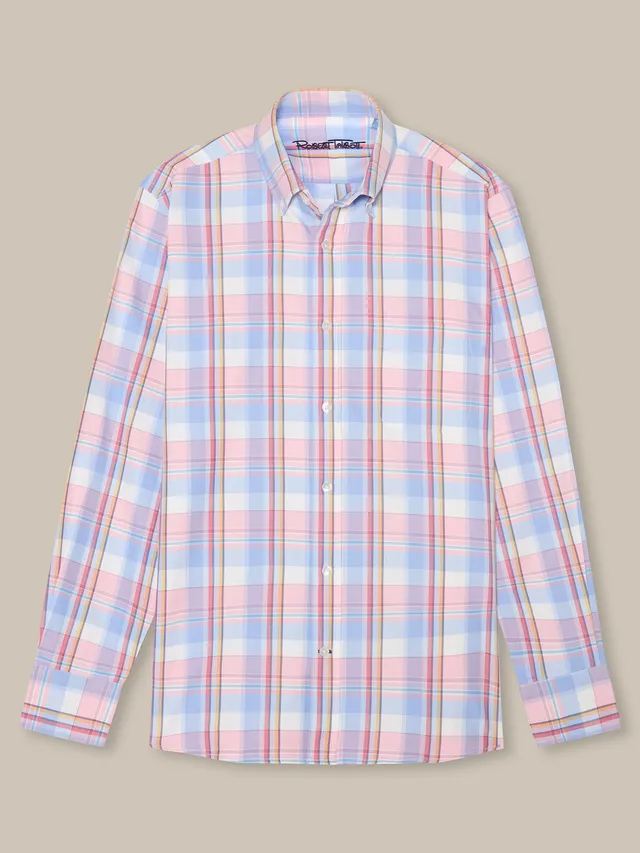 Robert Talbott Harrison camicia oxford quadri rosa multi