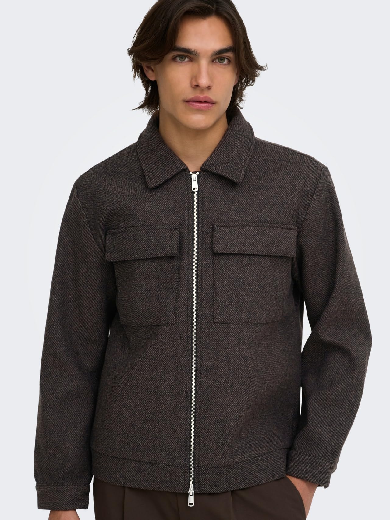 Only & Sons Onsrush Giacca Lana S Grigio Scuro Mélange Uomo