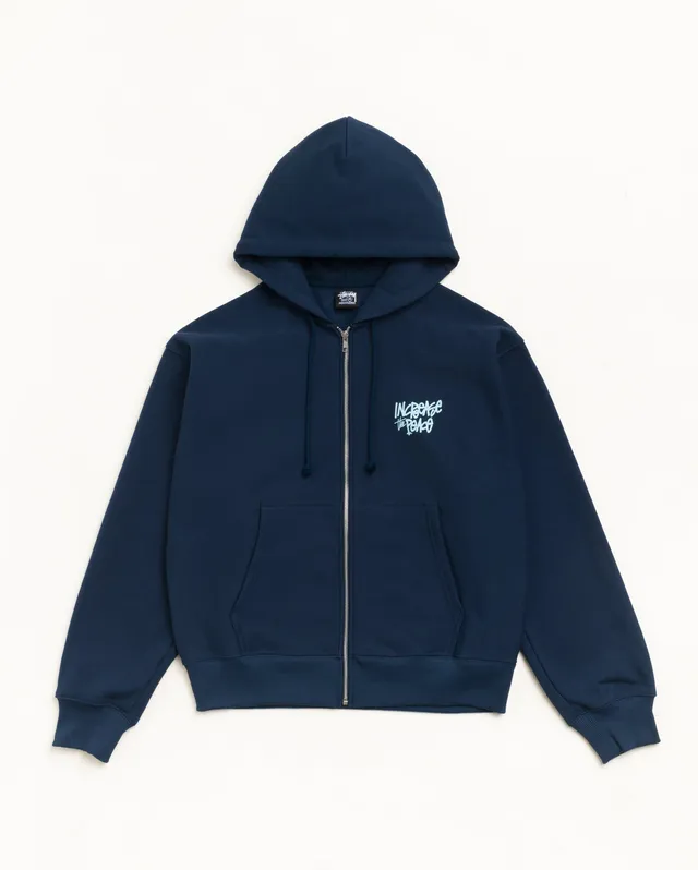 Stussy Peace Increased Zip Hoodie felpa Navy 430gsm