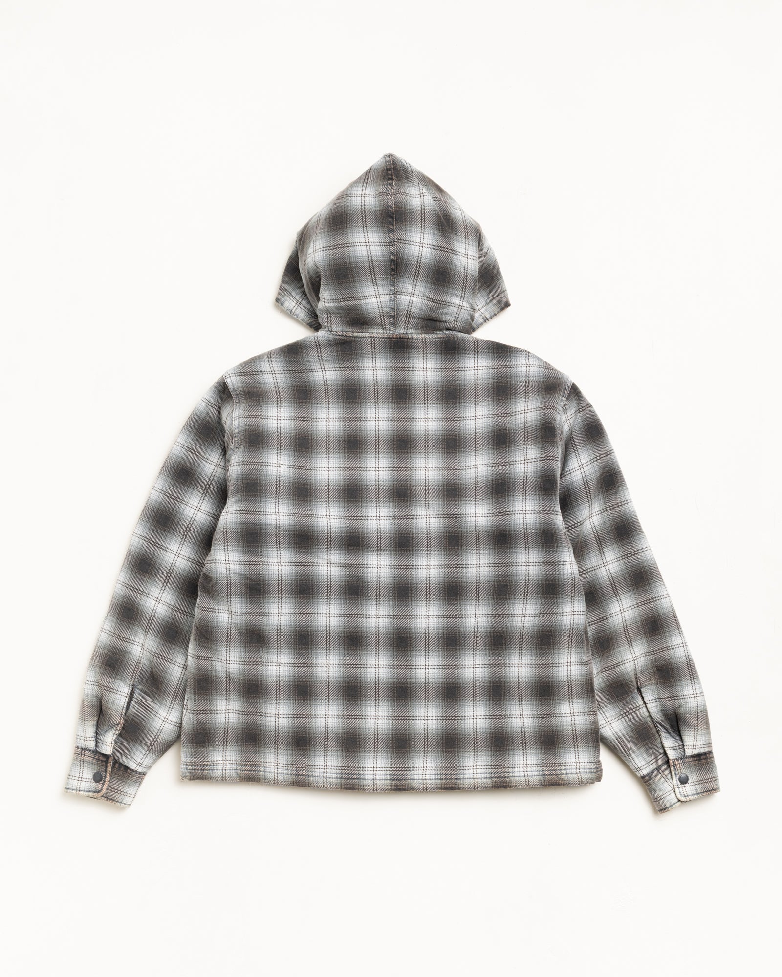 Stussy Zip Hooded Plaid Shirt Camicia Charcoal Cotone