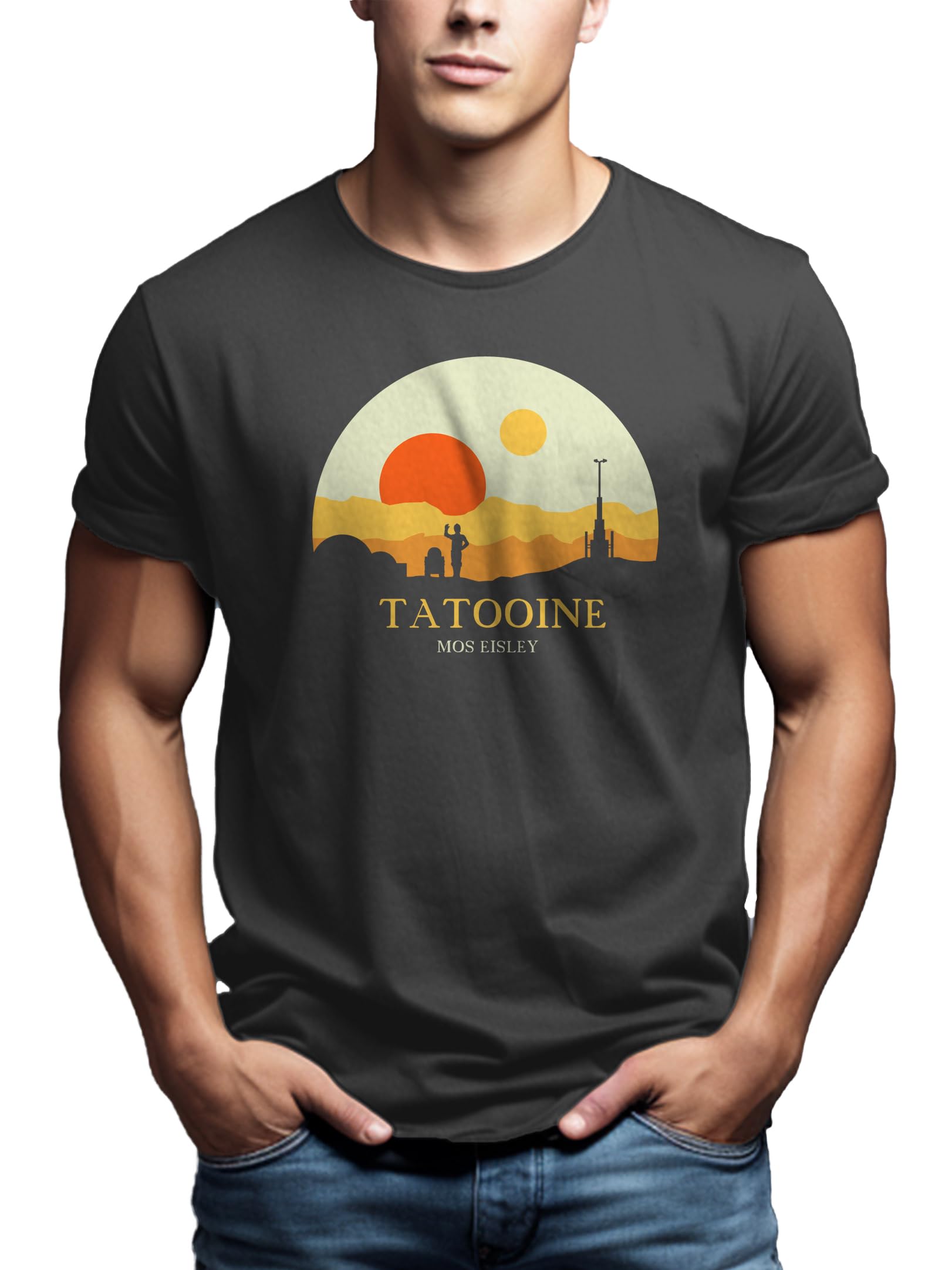 MAKAYA T-Shirt Uomo Tatooine Star Mos Eisley Maglietta Cotone