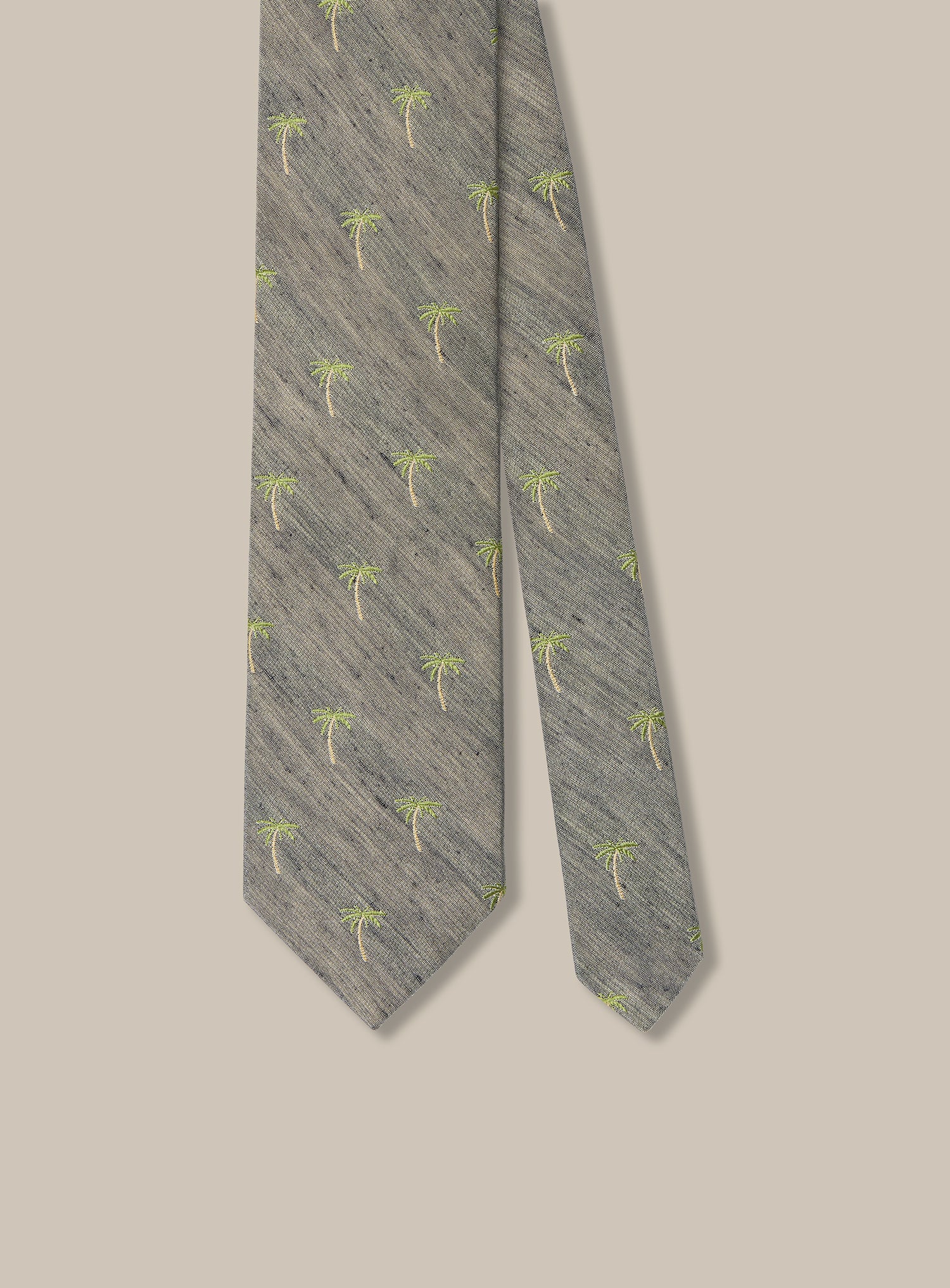 Robert Talbott Palm cravatta seta lino blu navy REG