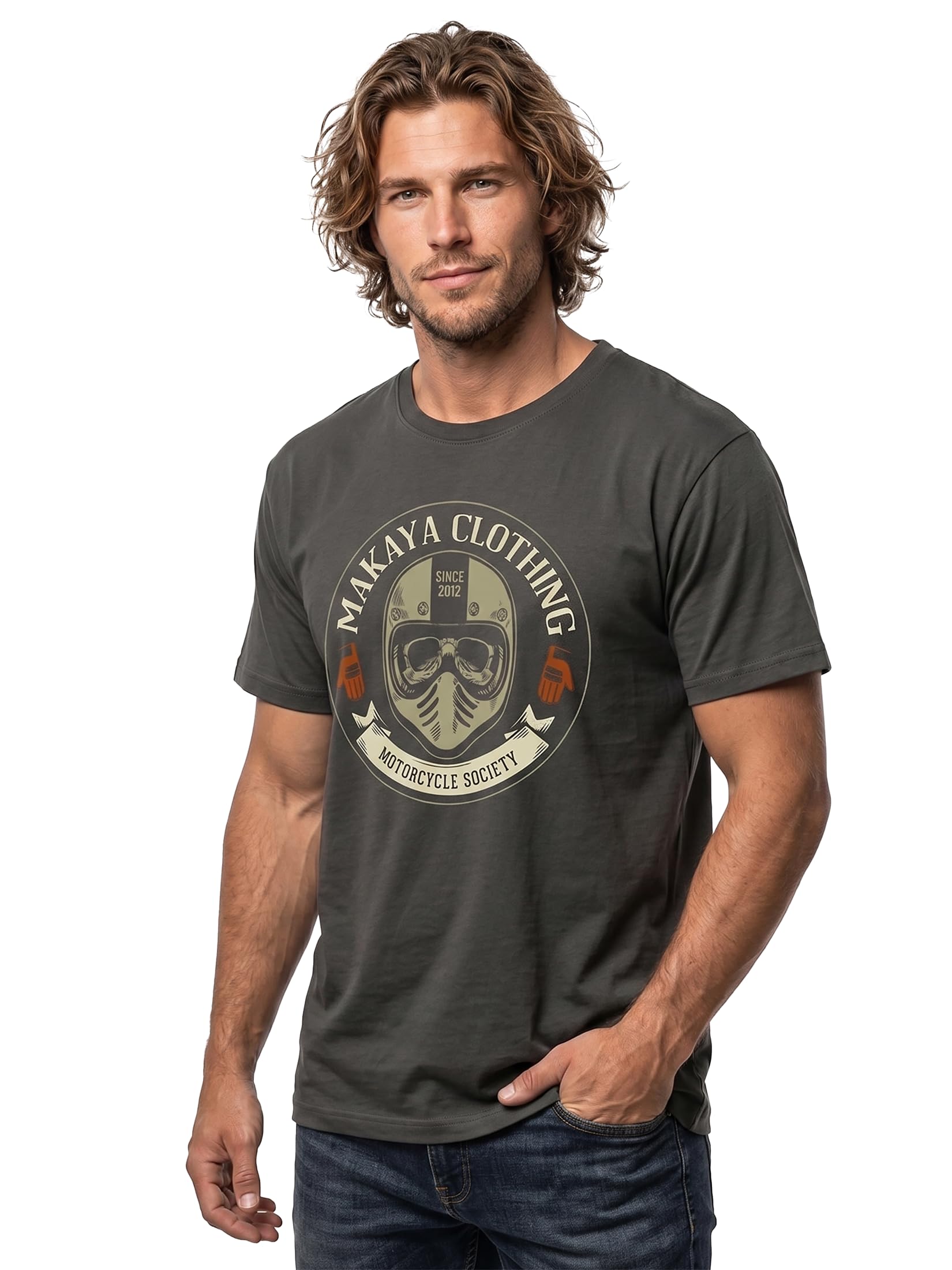 Makaya Motorcycle Society T-Shirt Uomo L Teschio