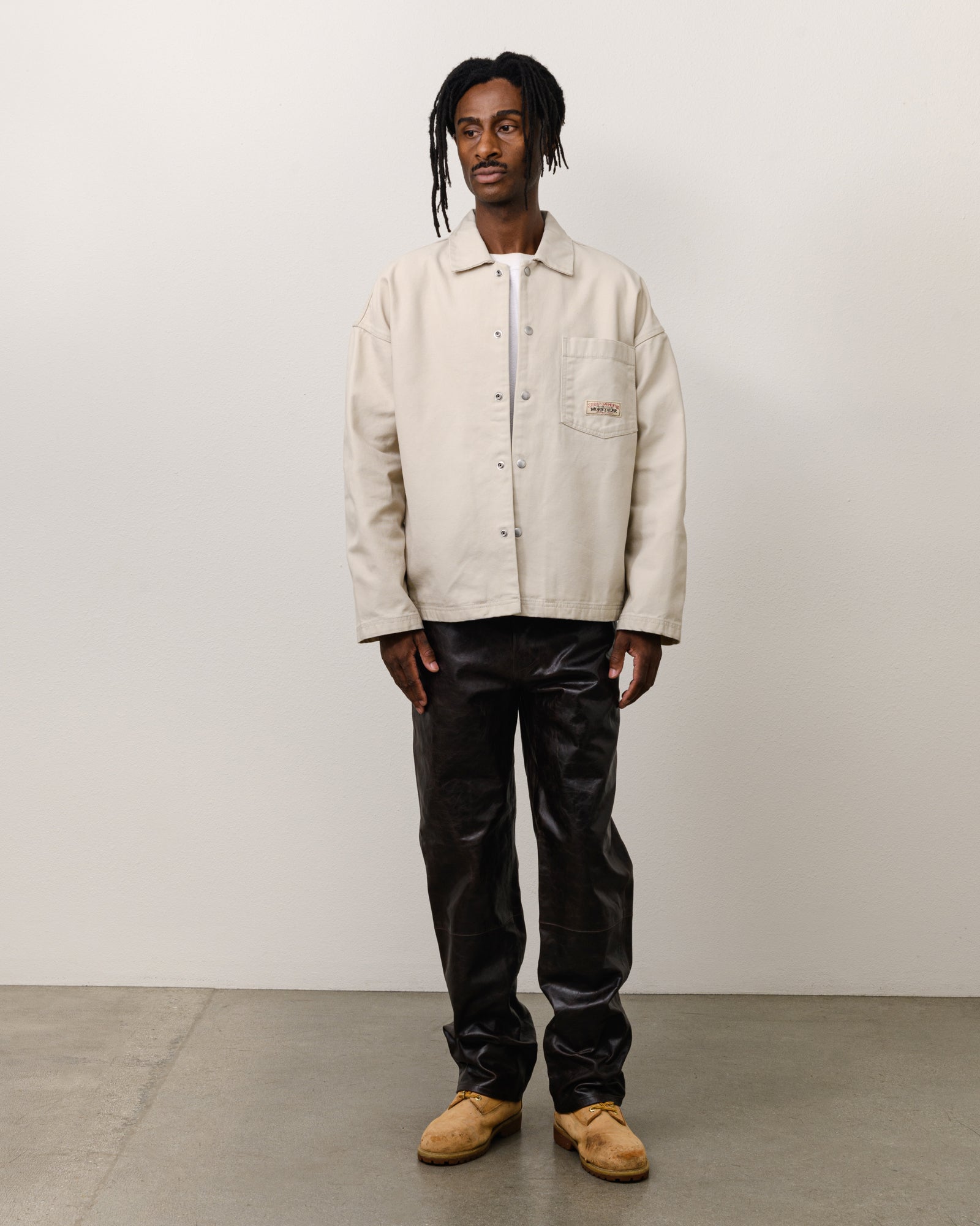 Stussy Canvas Work Overshirt camicia Bone cotone